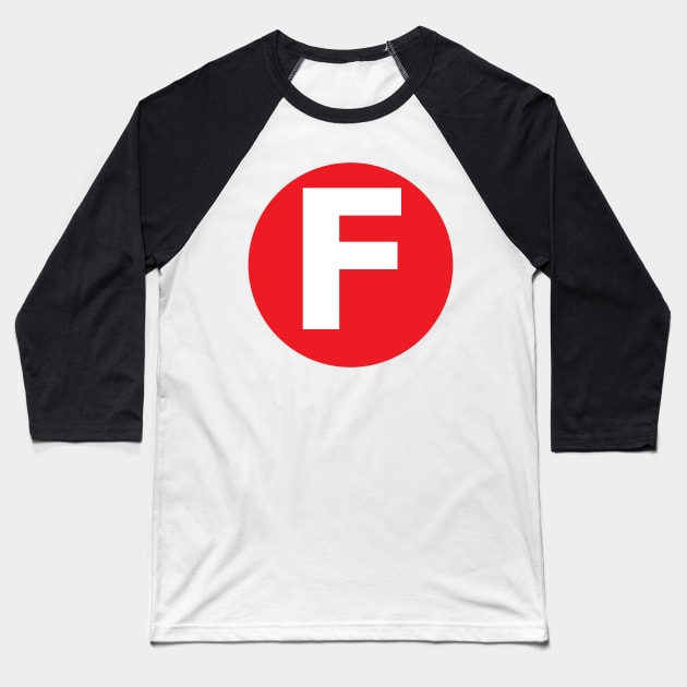 Letter F Big Red Dot Letters & Numbers Baseball T-Shirt by skycloudpics